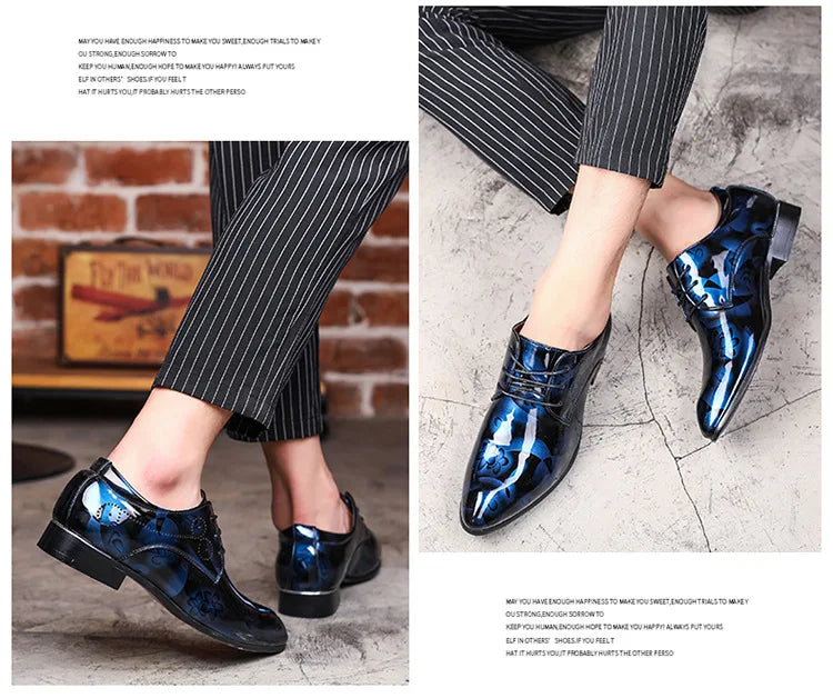 Office Men Dress Shoes Floral Pattern Men Formal Shoes Leather Luxury Fashion Groom Wedding Shoes Men Oxford Shoes Dress 37-50