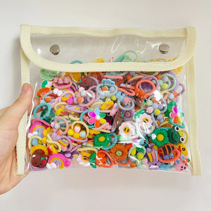 50PCS Girls Cartoon Flower Fruit Elastic Hair Bands Cute Ponytail Hold Hair Tie Rubber Bands Scrunchie Kids Hair Accessories