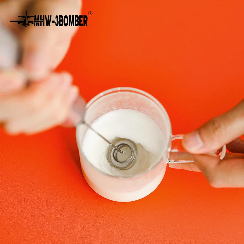 MHW-3BOMBER Powerful Milk Foam Machine Stainless Steel Electric Milk Beater Egg Foam Portable Milk Mixer Home Kitchen Accessorie