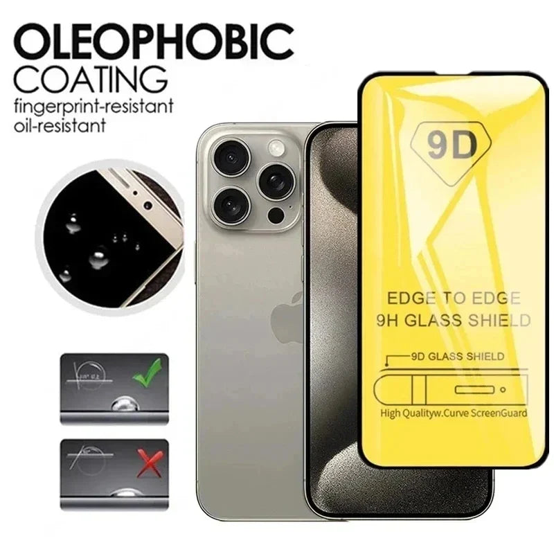 5Pcs 9D Protective Glass For iPhone 15 11 12 13 14 Pro Max 15Plus Screen Protector For iPhone 13 Mini XR X XS MAX Tempered Glass