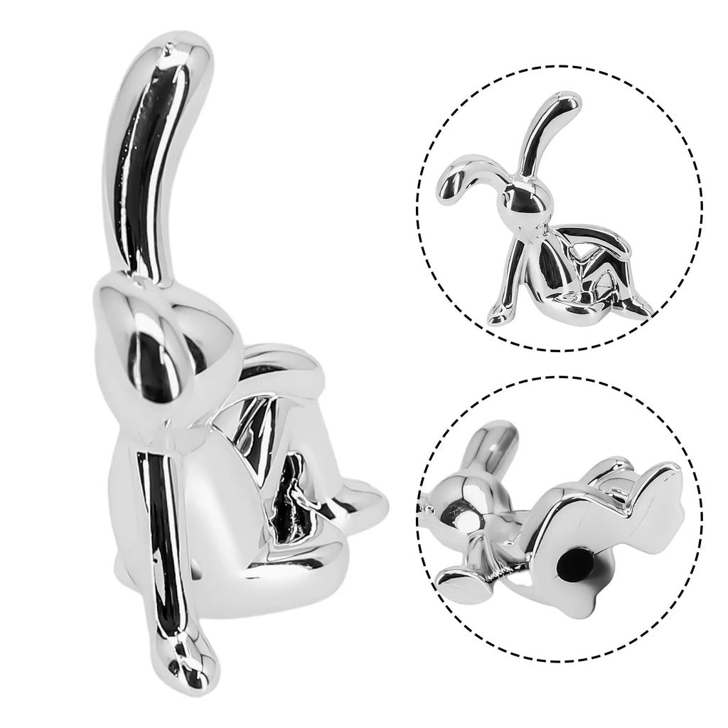 1pc Long-eared Rabbit Cartoon Animal Ornaments Silver Cute Car Interior Center Console Decoration Personality Accessories