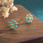 Load image into Gallery viewer, Turquoise Jade Earrings Charm 925 Silver Accessories Ear Studs Women Amulets Gemstone Natural Real Chinese Jewelry Talismans
