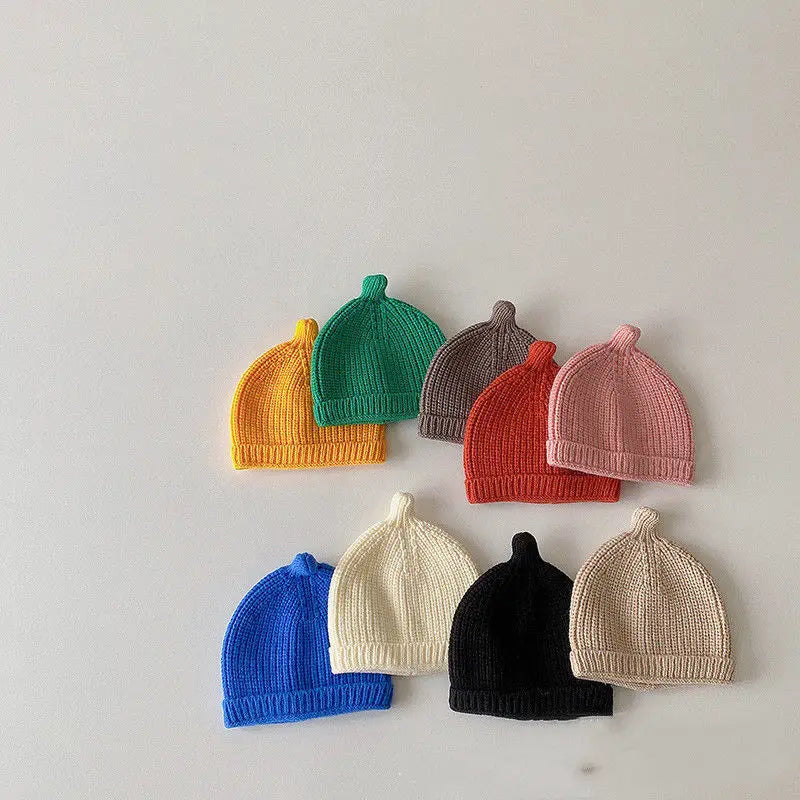 2024 Korea Baby Knit Hat Infant Beanie For Girls Boys Cute Infant Baby Bonnet Caps Elastic Kids Hats Newborn Baby Accessories