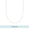 Light Blue Glass Handmade Bead Chain Necklace Women Stainless Steel Plated 18k Gold Creative Charm European Party Jewelry