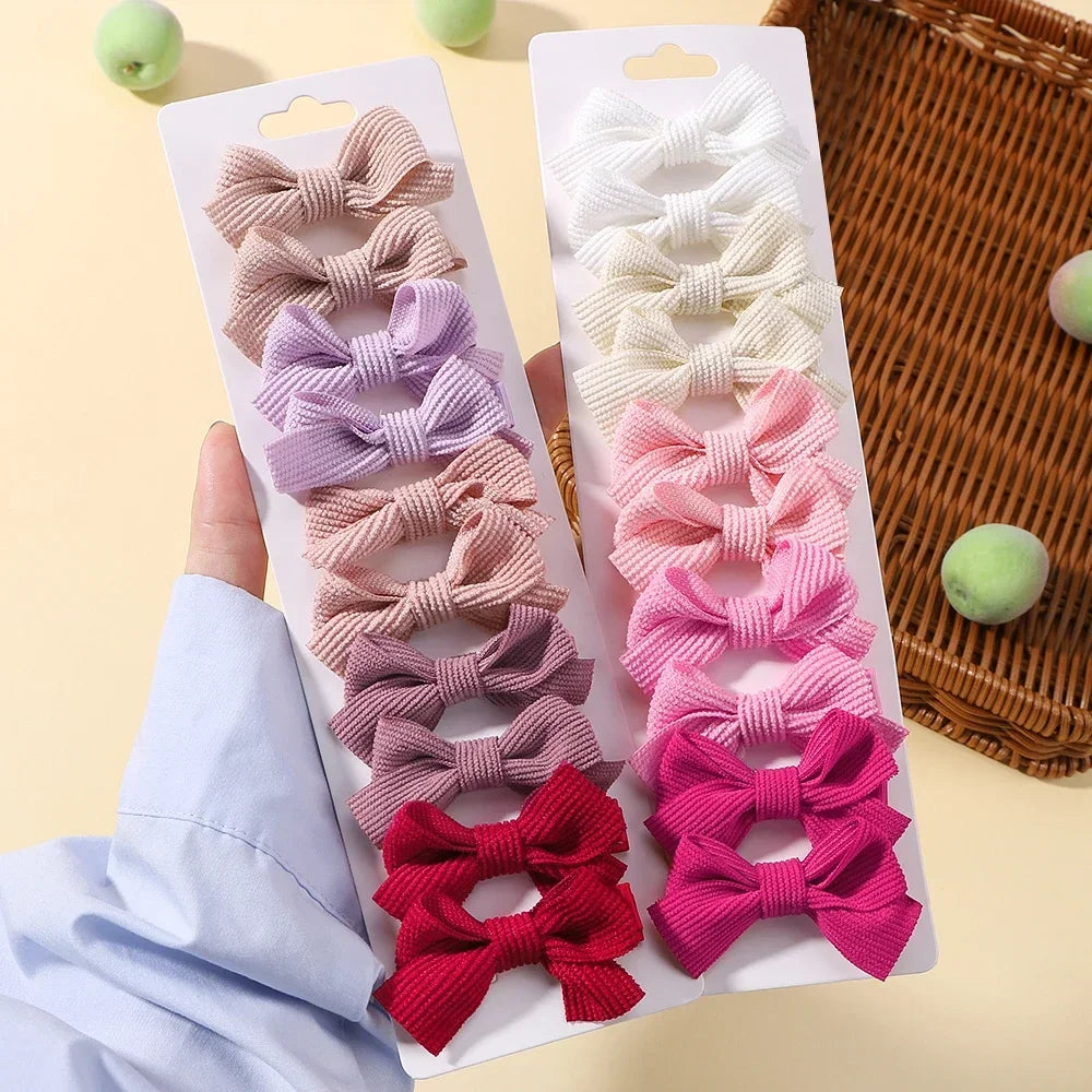 10Pcs/Set Girls Solid Hairpins Hair Bows Clips Gift Nylon Safe Hair Clip Barrettes for Infants Toddlers Kids Hair Accessories