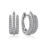 Load image into Gallery viewer, Huitan Simple Three Line Claw Hoop Earrings Luxury Crystal Cubic Zirconia Mini Circle Earrings for Women Modern Fashion Jewelry

