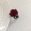 Retro Goth Style Red Rose Opening Rings for Women Punk Personality Crystal Flower Hollow Finger Ring Hip Hop Rock Party Jewelry