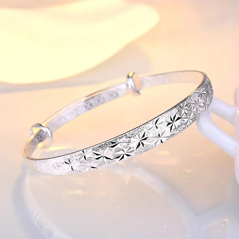 Fine 925 Sterling Silver Original romantic Gypsophila star Bangles for women bracelets fashion party wedding accessories jewelry