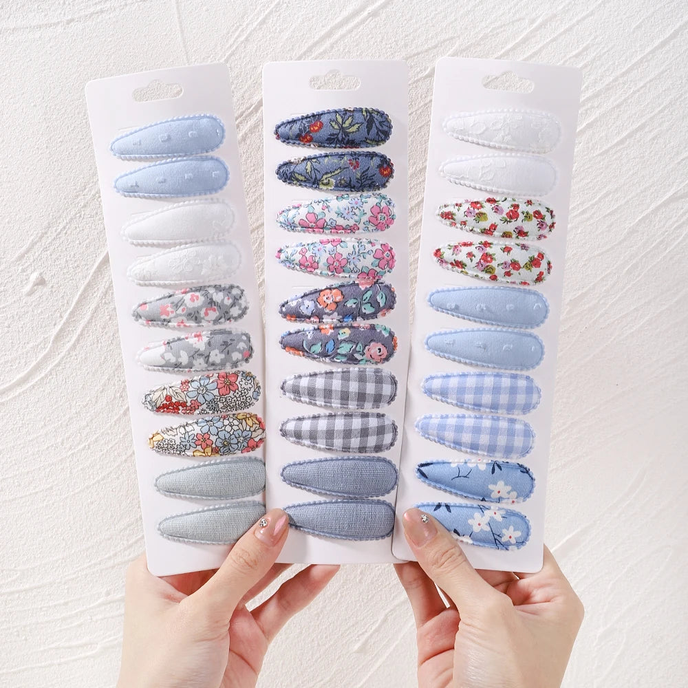 6/10Pcs Fashion Print Hairclips with Paper Jam Girl Waterdrop Broken Hair BB Clip Handmade Hairpin Headwear Kid Hair Accessories