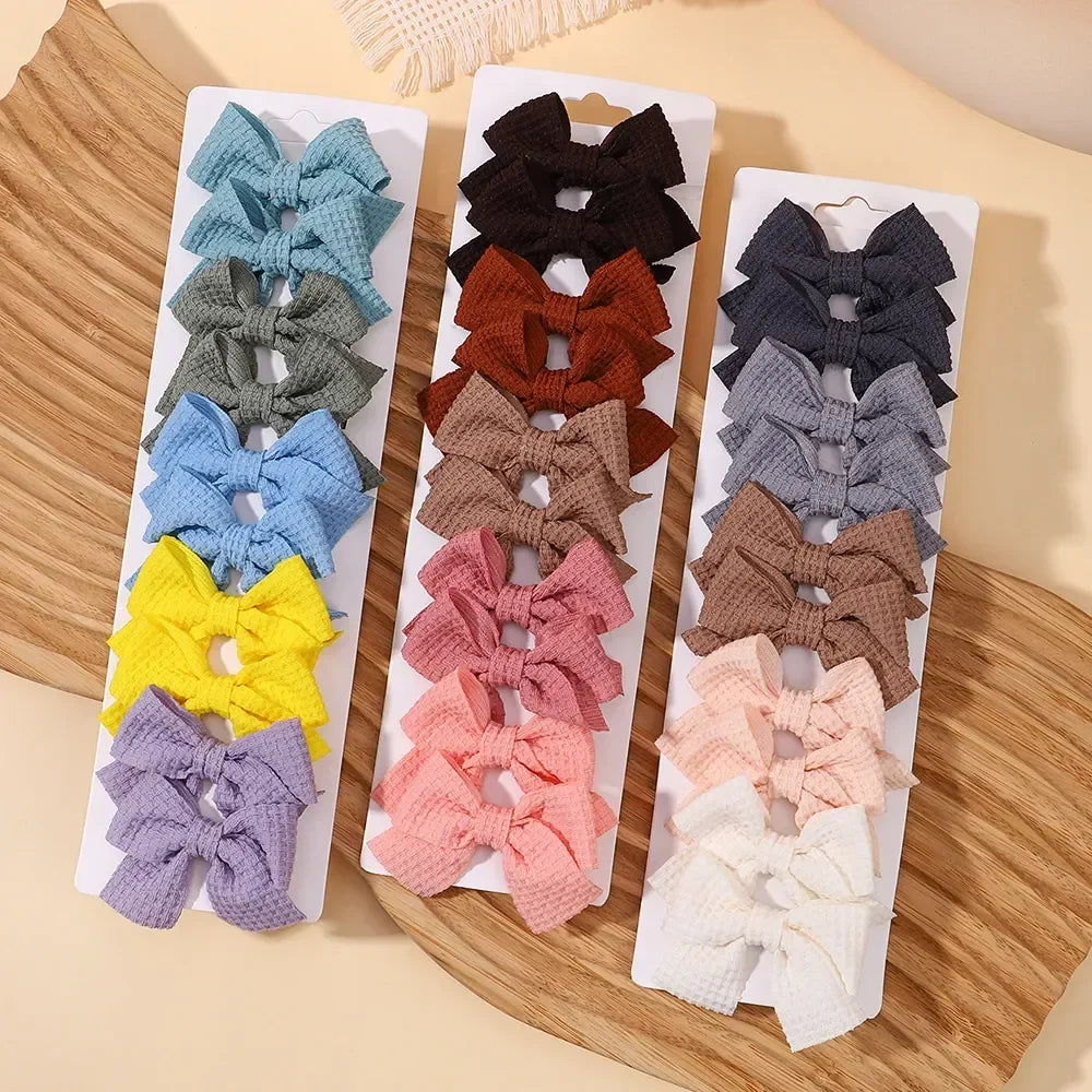 10Pcs/lot Solid Color Ribbon Baby Bows Hair Clips for Baby Girls Handmade Bowknot Hairpin MiNi Barrettes Kids Hair Accessories