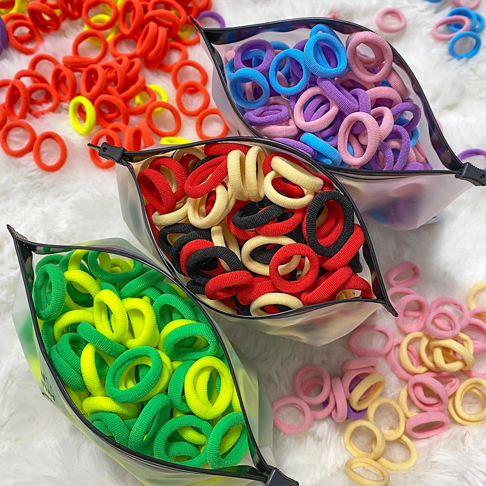 50/100/300Pcs Ealstic Basic Nylon Hair Ties for Girls Ponytail Hold Scrunchie Rubber Band Kid Fashion Hair Band Accessories