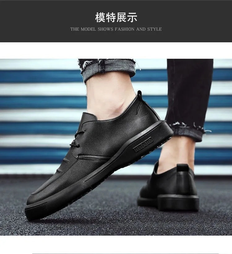 Shoes Casual Men Leather Big Toe Soft Sole Dress Versatile Business Lace-Up Summer Breathable Style 2023