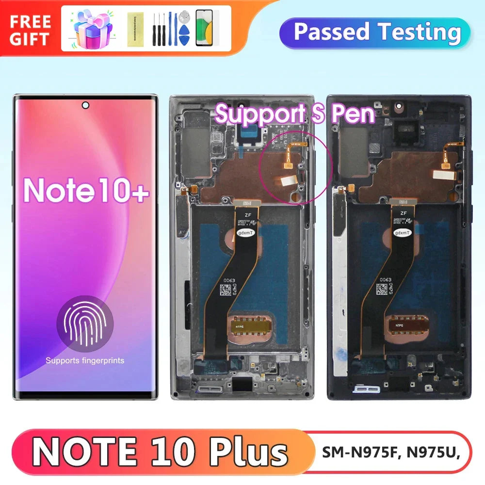 AMOLED Screen for Samsung Galaxy Note10+ N975F N976F Lcd Display Digital Touch Screen with Frame for Note 10 Plus 5G