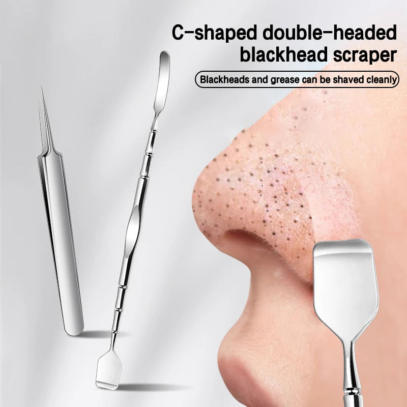 Double-sided Blackhead Remover Spatula Nose Face Blemish Pore Cleaner Blackhead Clip Tweezers Beauty Face Health Skincare Tools