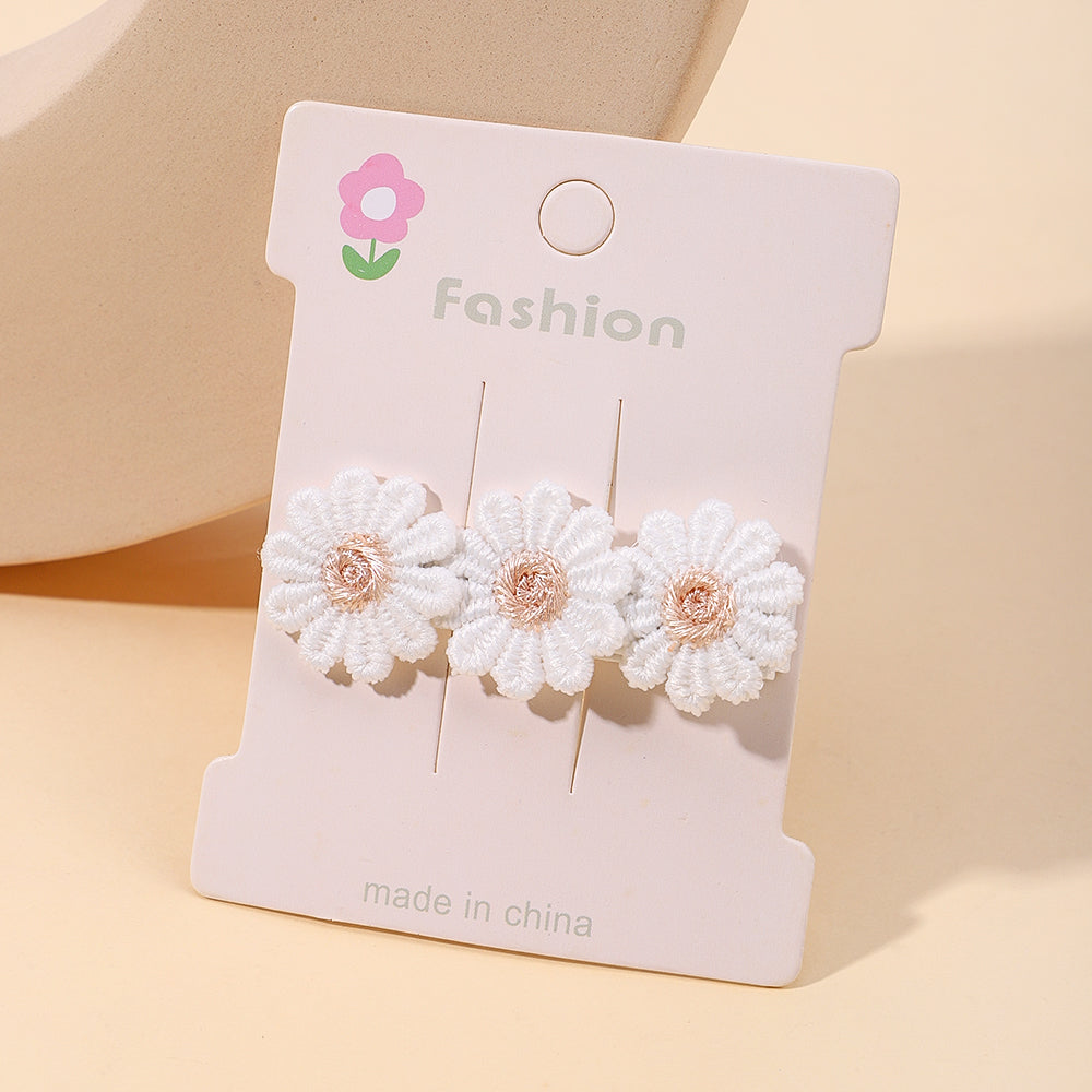 5/2/1/pcs Ins Daisy Flower Hair Clips Baby Girl Hairpins for Kids Lace White Barette Princess Hooks Infant Accessories Korean