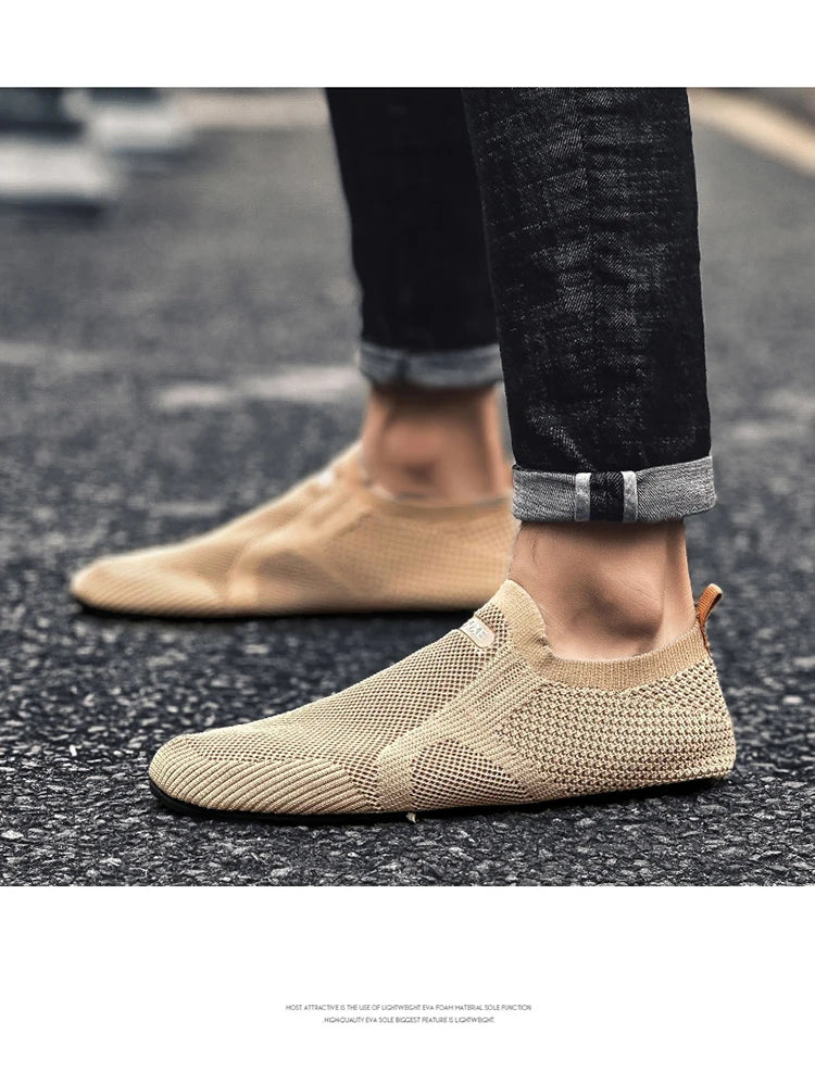 Breathable Men Casual Sneakers Slip-on Lightweight Male Walking Shoes Anti-slip Flexible Couple Loafers Summer Soft Footwear