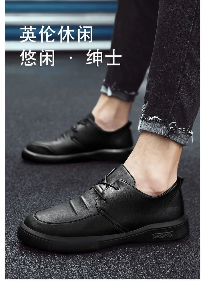 Shoes Casual Men Leather Big Toe Soft Sole Dress Versatile Business Lace-Up Summer Breathable Style 2023