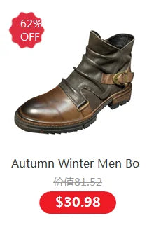 Autumn Winter Men's Short Boots Retro Make old American Casual Oaratrooper Locomotive Shoes EUR 38-48