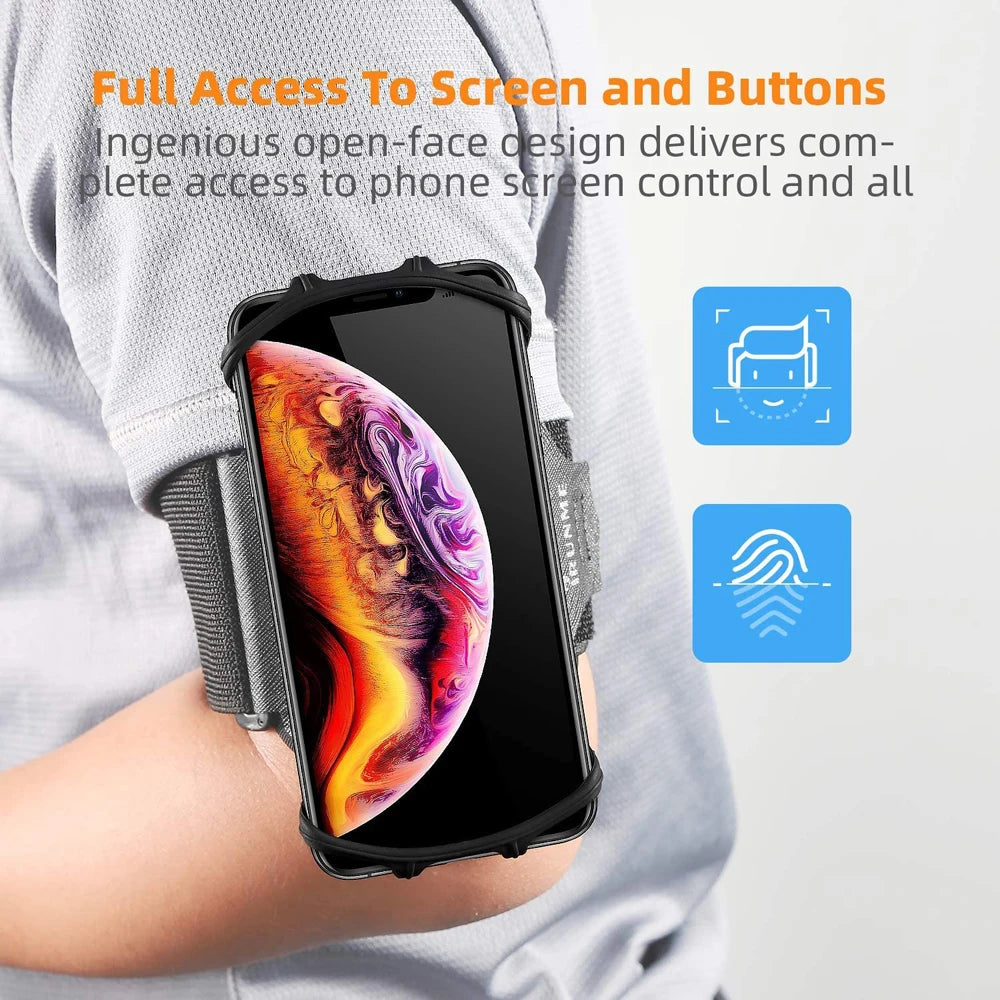 Running Wristband Phone Holder 360°Rotation Detachable Sports Armband with Key Holder for iPhone Samsung Xiaomi Huawei Phone