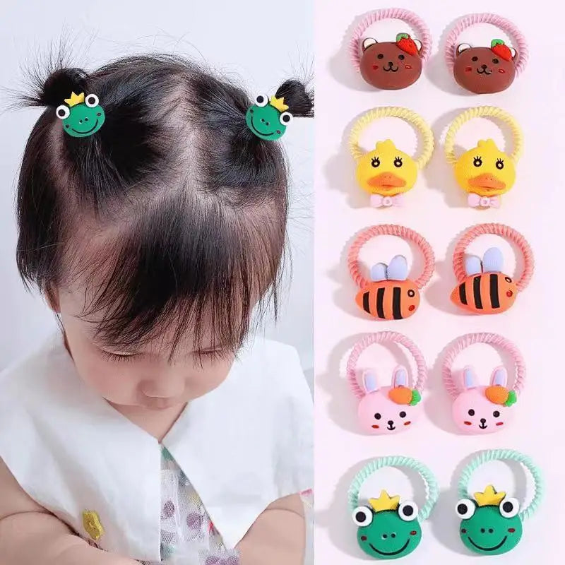 40-50Pcs Children Hair Bands Girls Cartoon Elastic Hair Ties Baby Head Rope Kids Small Animal Headband Cute Hair Accessories
