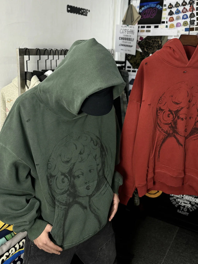 Yao Fashion Saint OF Michael Luxury Vintage Streetwear Pullover Sweatshirt Y2k Men Tops Oversize Casual Retro Hoodies For Men