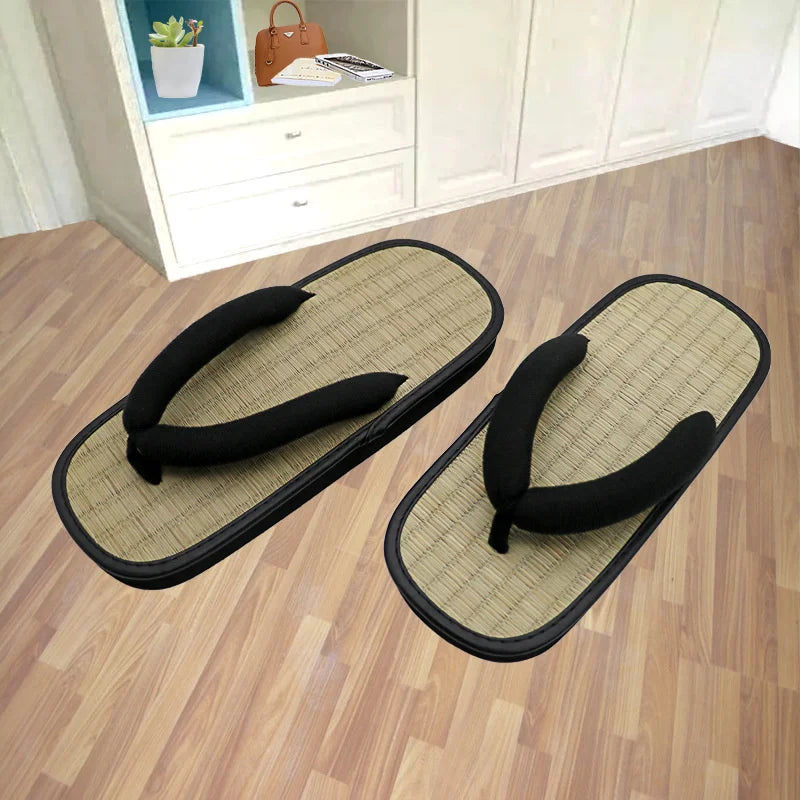 Straw Plaited Article Man Flip Flops Summer Slippers Y-shaped Clip Slipper Sandals Open Toe Japanese Thick Bottom Slipper