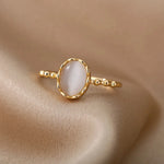 Load image into Gallery viewer, Fashion White Opal Rings For Women Gold Color Stainless Steel Opal Ring Wedding Engagement Jewelry Birthday Gift 2024
