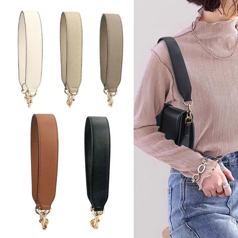 Leather Bag Strap Handles Golden Buckle Replacement Bag Belt Short Shoulder Belt Bag Accessories Armpit Bag Hand Carry Bag Belt