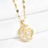 Titanium Steel Moon Heart Dynamic Micro-Set Golden Necklace Women's  Clavicle Chain Accessories