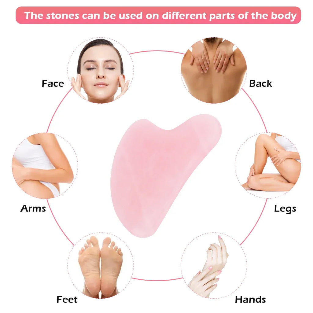 Rose Quartz Face Massager Gua Sha Scraper Natural Jade Stone Skin Care Massager for Body Facial Neck Back Beauty Health Eye SPA