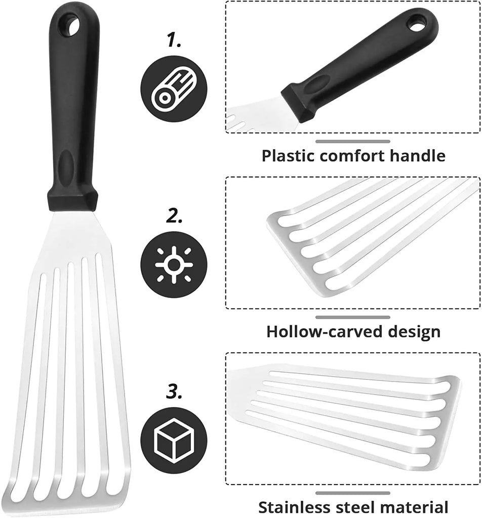 Kitchen Frying Spatula Non-slip Stainless Steel Slotted Turner & Fish Spatula Leaky Shovel Fish Slice Kitchen accessories