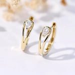 Load image into Gallery viewer, Huitan Minimalist Hoop Earrings with Pear Cubic Zirconia Chic Circle Earrings for Women Gold Color Temperament Girls Jewelry
