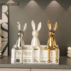 1PCS Ceramic Long-Eared Sitting Rabbit Room Ornaments Statue Luxury Home Decoration Accessories High-End Home Art Aesthetics