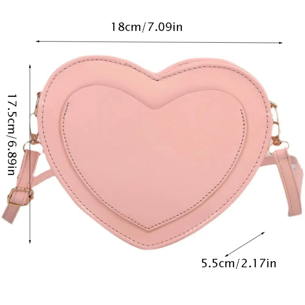 Pink Peach Heart Shaped Handbags Love Heart Adjustable Shoulder Strap Heart Shaped Coin Purses Shoulder Bag Pu Leather