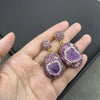 Natural gemstone amethyst flower three piece set, European and American French personalized mineral jewelry sweater chain