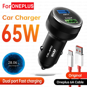 65W Warp Charge 30W Car USB Phone Charger Fast Charging For Oneplus 9R 10 Pro 8 7 6 5 9RT 9 Nord N10 N100 Samsung Dash One plus
