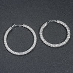 Load image into Gallery viewer, Silver Color Big Round Circle Sparkling Crystal Rhinestone Hoop Earrings for Women Statement Wedding Earrings Prom Gift
