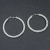 Silver Color Big Round Circle Sparkling Crystal Rhinestone Hoop Earrings for Women Statement Wedding Earrings Prom Gift