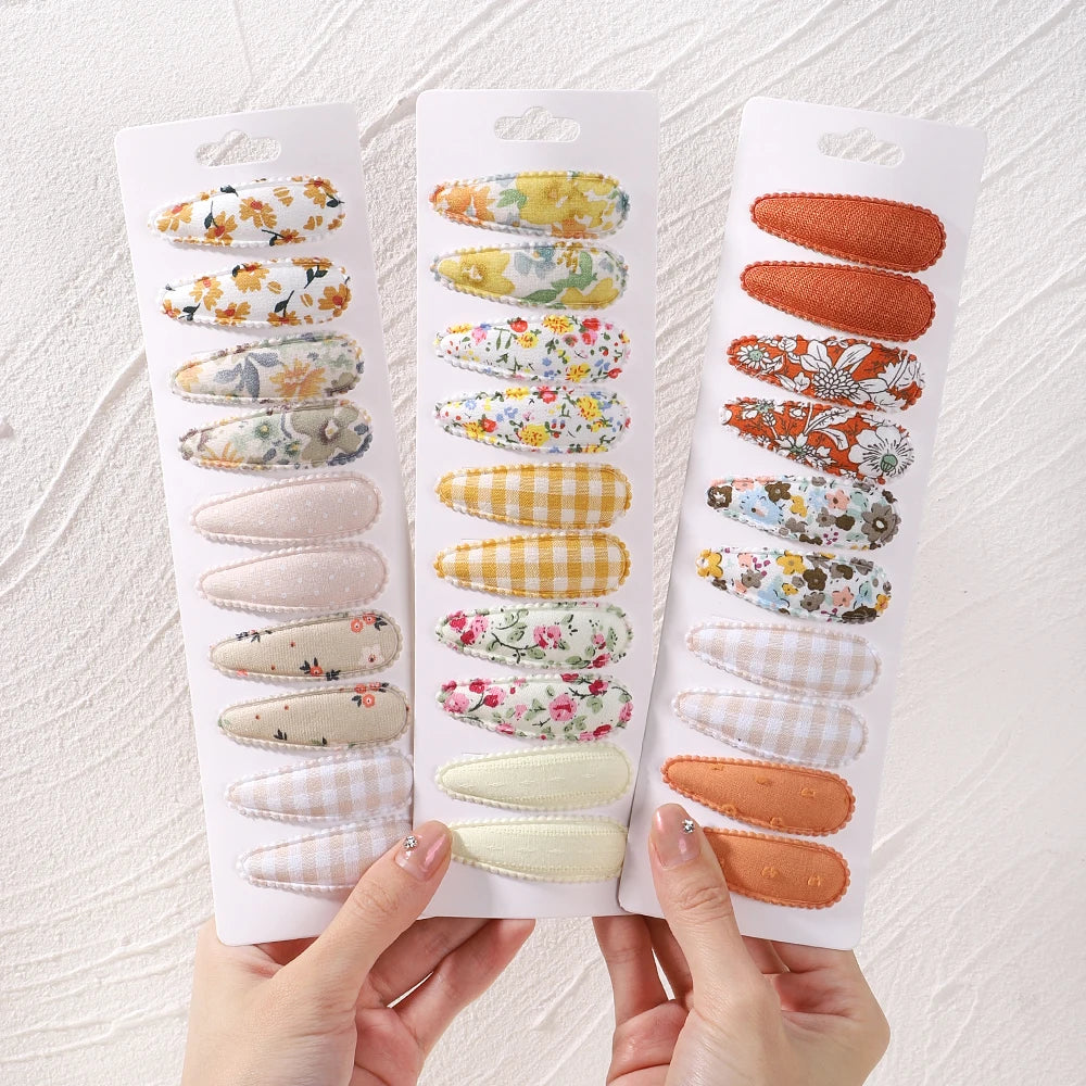 6/10Pcs Fashion Print Hairclips with Paper Jam Girl Waterdrop Broken Hair BB Clip Handmade Hairpin Headwear Kid Hair Accessories