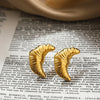 Gold Color Texture Sleek Metal Moon Small Stud Earrings Stainless Steel Banana Shape Earring Waterproof Trendy Jewlery Wholesale