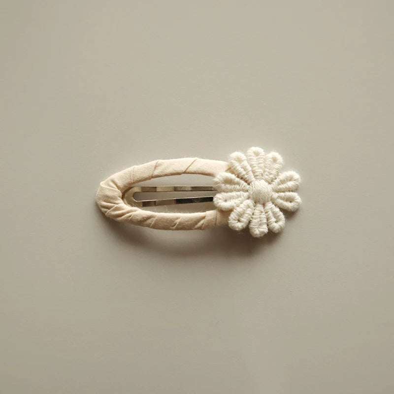 Cute Baby Girl Hair Clips Cotton Lace Triple Flowers Kids Hair Accessories  Princess Barrette Spring Korean Style Hairpins