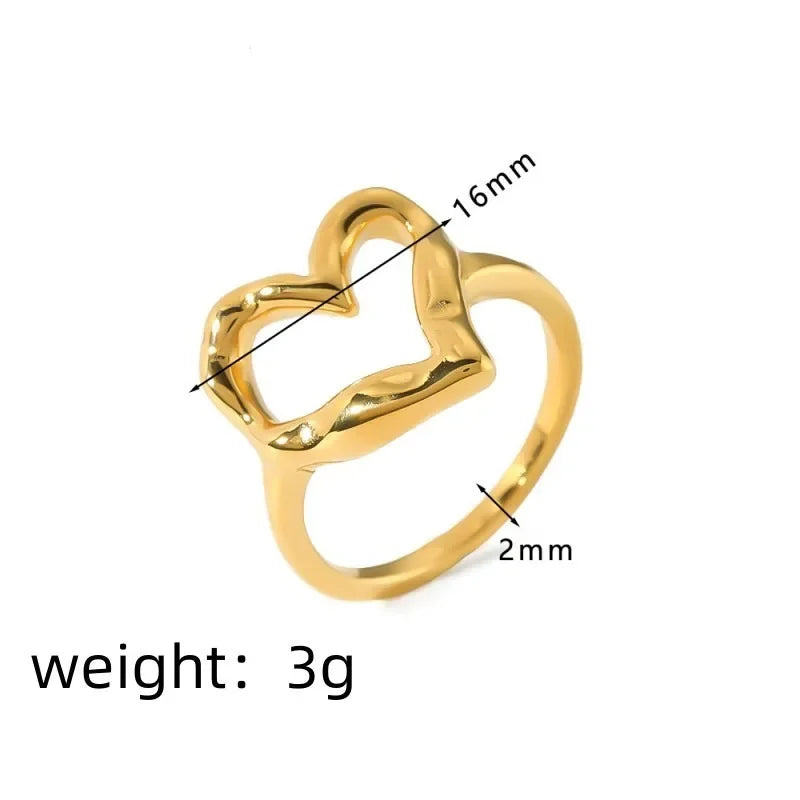 1Pcs Korean Style Design Love Rings Light Luxury Simple Rings Fashion Stain Less Steel Jewelry Engagement Decoration