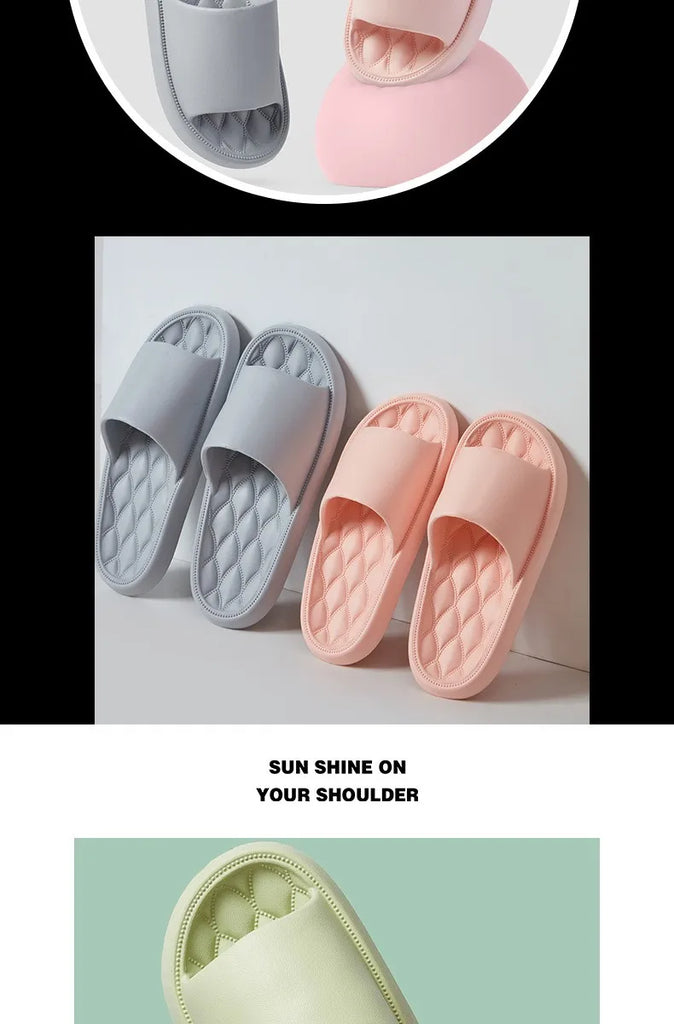 Home Slippers Summer Women Men Thick Platform Non Slip Silent Sandals Fashion Soft Soled Couple Flip-flops Ladies Outdoor Shoes