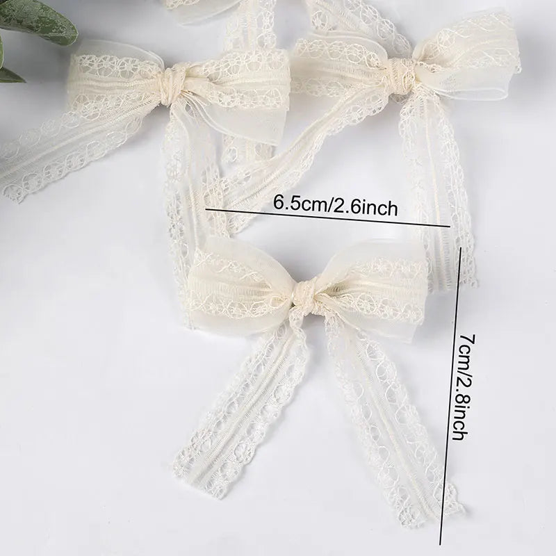 6Pcs Lace Hair Bows Clip Cute Girls Hairpins Solid Duckbilled Hair Clips Barrettes Kids Headwear Fashion Hair Accessories