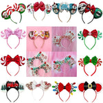 Load image into Gallery viewer, Merry Christmas Mickey Mouse Ears Headband Disney Girl Hair Accessories For Women Candy Cane Hairband Kids Xmas Headwear
