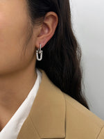 Load image into Gallery viewer, Peri'sbox Statement Gold Plated Chunky U Shape Link Chain Dangle Hoop Earrings with Inlaid Cubic Zirconia Fashion Accessories
