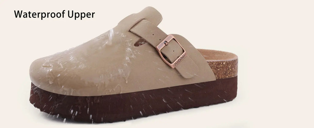 Comwarm Platform Clogs Sandals For Women Cork Footbed Comfort Thick Bottom Slippers Mules Adjustable Buckle Summer House Sandals