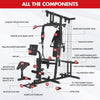 Home Gym Workout Station, Multifunctional Home Gym System with Leg Extension, Leg Press, Full Body Exercise Accessories