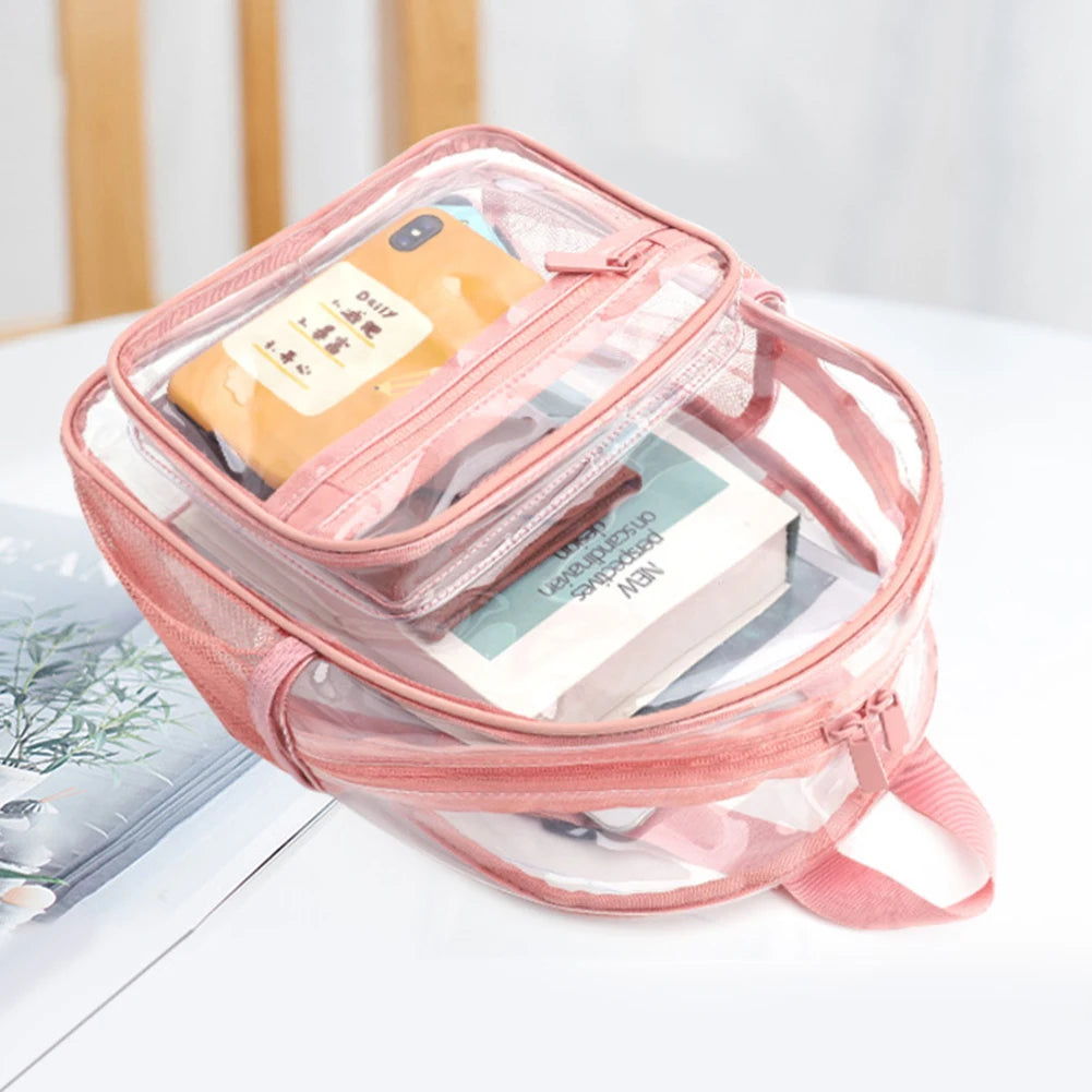 Transparent Backpack Waterproof PVC Student Jelly Rucksack Storage Bag Men Women Clear Backpacks Top-Handle School Book Bag