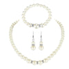 Womens Bride Wedding Jewelry Set Rhinestone Faux Pearl Necklace Bracelet Earring